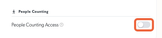 The People Counting Access switch on a user's Permissions tab