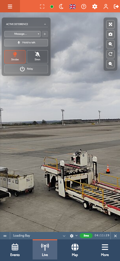 Mobile Live View on a fixed camera, with Talkdown and deterrents but no PTZ controls