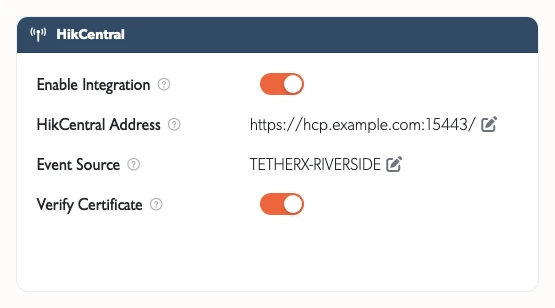 HikCentral settings on a site